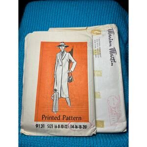 Marian Martin Sewing pattern 9131 long overcoat 1960s Size 14 16 18 20